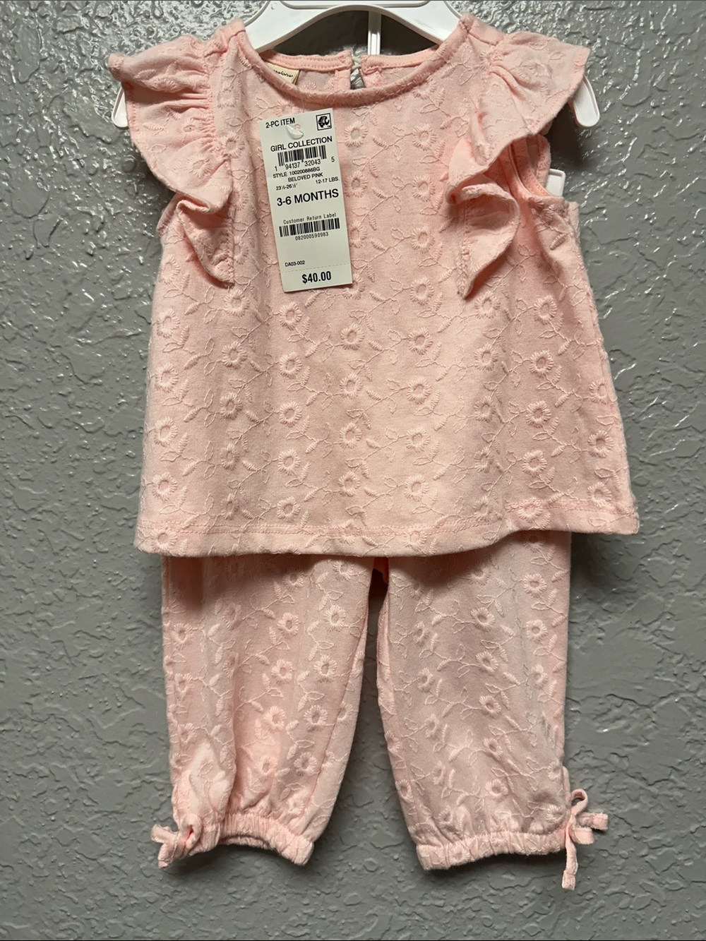 NWT Impressions Baby Pink Floral Ruffle Pajama Set